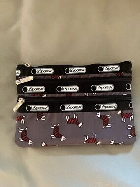 LeSportsac Black Pouch with Red Interior